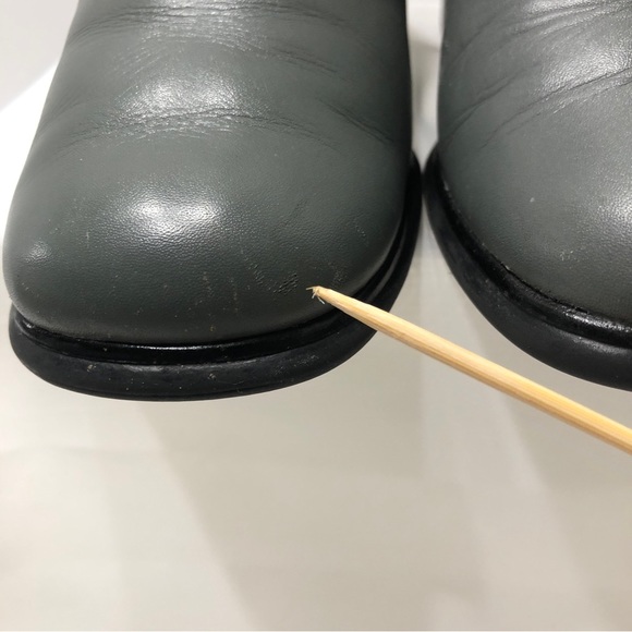 White Mountain Shoe Women 6 Ankle Boot Fairchild Gray Sq Toe Chunk Heel Leather - Picture 10 of 13